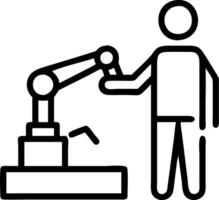 Technician programming CNC machine Set A5 vector