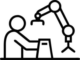 Technician maintaining automated assembly machine in sleek office environment Set A vector