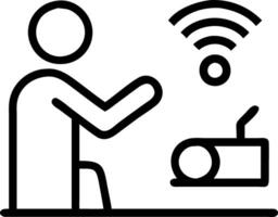 Technician installing Internet of Things sensors on factory floor for smart manufacturing Set A vector