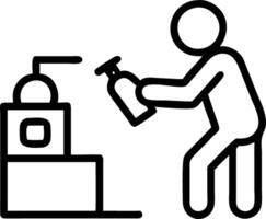 Technician calibrating sensors on automated packaging machine in cleanroom Set A vector