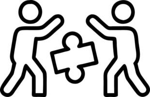 Team members laughing while assembling puzzle pieces in casual setting copy space on left vector