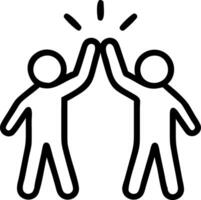 Team members high fiving after completing a puzzle candid photo copy space below vector