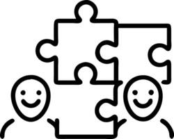 Team members assembling puzzle pieces with candid smiles soft abstract background copy space above vector