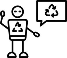 Teacher educating students on recycling robotics Set A2 vector