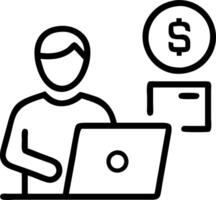 Supply chain manager analyzing transportation costs on glossy background vector