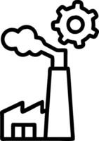 Silhouetted factory chimney emitting gears instead of smoke with copy space Set A vector