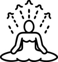 Silhouette of person practicing meditation under waterfall with copy space Set A vector