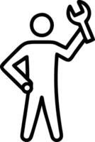 Silhouette of worker holding wrench against plain background with copy space Set A vector