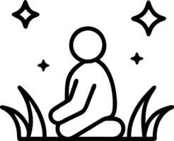 Silhouette of person sitting in field of tall grass under starry sky Set A vector