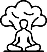 Silhouette of person meditating under tree with copy space Set A vector