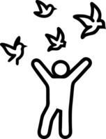 Silhouette of person releasing birds into sky with soft colors Set 2 vector