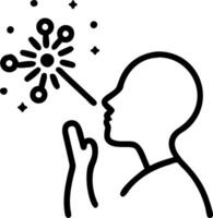 Silhouette of person blowing dandelion seeds with bokeh background Set A vector