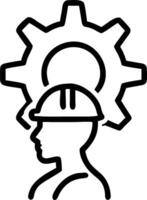 Silhouette of engineer with helmet facing abstract machinery background Set A vector