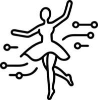 Silhouette of a dancer surrounded by swirling digital light trails on a soft background Set A vector
