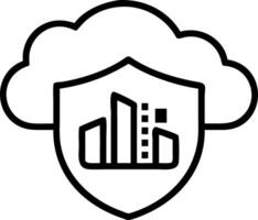 Shield shaped cloud over cityscape with copy space Set A vector