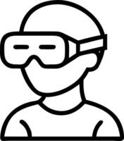 Portrait of team leader using augmented reality glasses for strategy planning copy space on right Set A vector