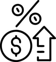 Plain black background with illuminated percentage increase icon Set A vector