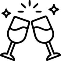 Plain background with toasting glasses and glittering confetti copy space above. Set A vector