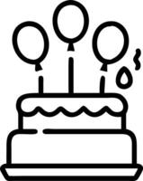 Plain background with birthday cake and colorful balloons copy space on side. Set A vector