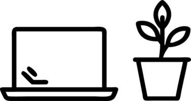 Plain background with a laptop and potted plant with space for text Set A vector