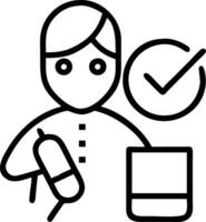 Pharmacist utilizing AI for prescription verification vector