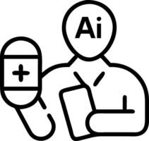 Pharmacist using AI powered system to verify prescriptions Set 2 vector