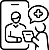 Pharmacist consulting elderly patient on medication app Set A vector