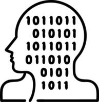 Persons profile filled with abstract digital code over a gradient background Set A vector