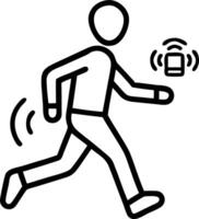 Person using wearable fitness tracker while jogging in city park with copy space vector