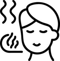 Person using facial steam on glossy background copy space on left Set A vector