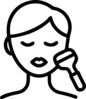 Person using facial roller on plain background copy space below Set A vector