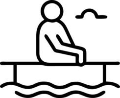 Person sitting on dock overlooking calm lake with soft light Set 2 vector