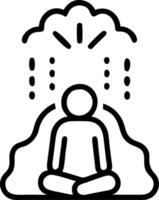 Person sitting under waterfall with soft mist and light Set A vector
