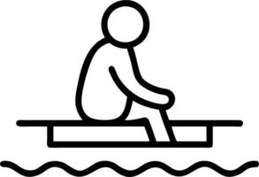 Person sitting on dock overlooking calm lake with soft light Set A vector