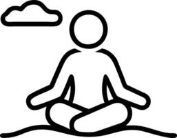 Person practicing breathing exercises on hilltop with copy space Set A vector