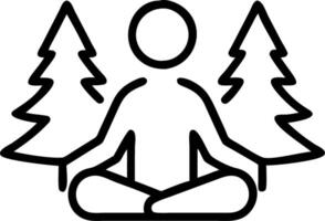 Person meditating in forest clearing with copy space Set A vector