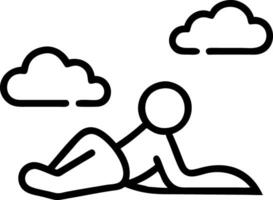 Person lying in meadow looking up at clouds with copy space vector