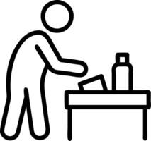 Person arranging a self care kit on a table copy space on left Set A vector