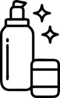 Person arranging skincare products on plain background copy space on left Set A vector