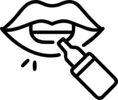 Person applying lip balm on glossy background copy space on right Set A vector