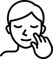 Person applying face cream on plain background copy space on right Set A vector