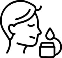 Person applying face cream with macro lens copy space on left Set A vector