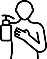 Person applying body lotion on plain background copy space below Set A vector