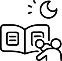 Parent reading interactive e book to child at bedtime with copy space Set A vector