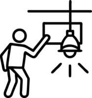 Office workers installing energy efficient LED lights with space for text Set A vector