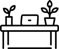 Office desk with plants growing between work items Set A2 vector