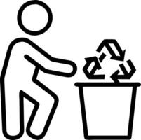 Office worker adjusting recycling bins in common area for organized waste management Set A vector