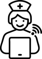 Nurse using AI powered tablet Set 7 vector