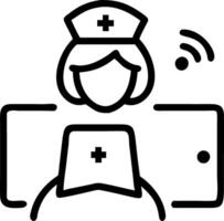 Nurse using AI powered tablet Set A4 vector