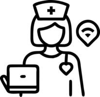 Nurse using AI powered tablet vector